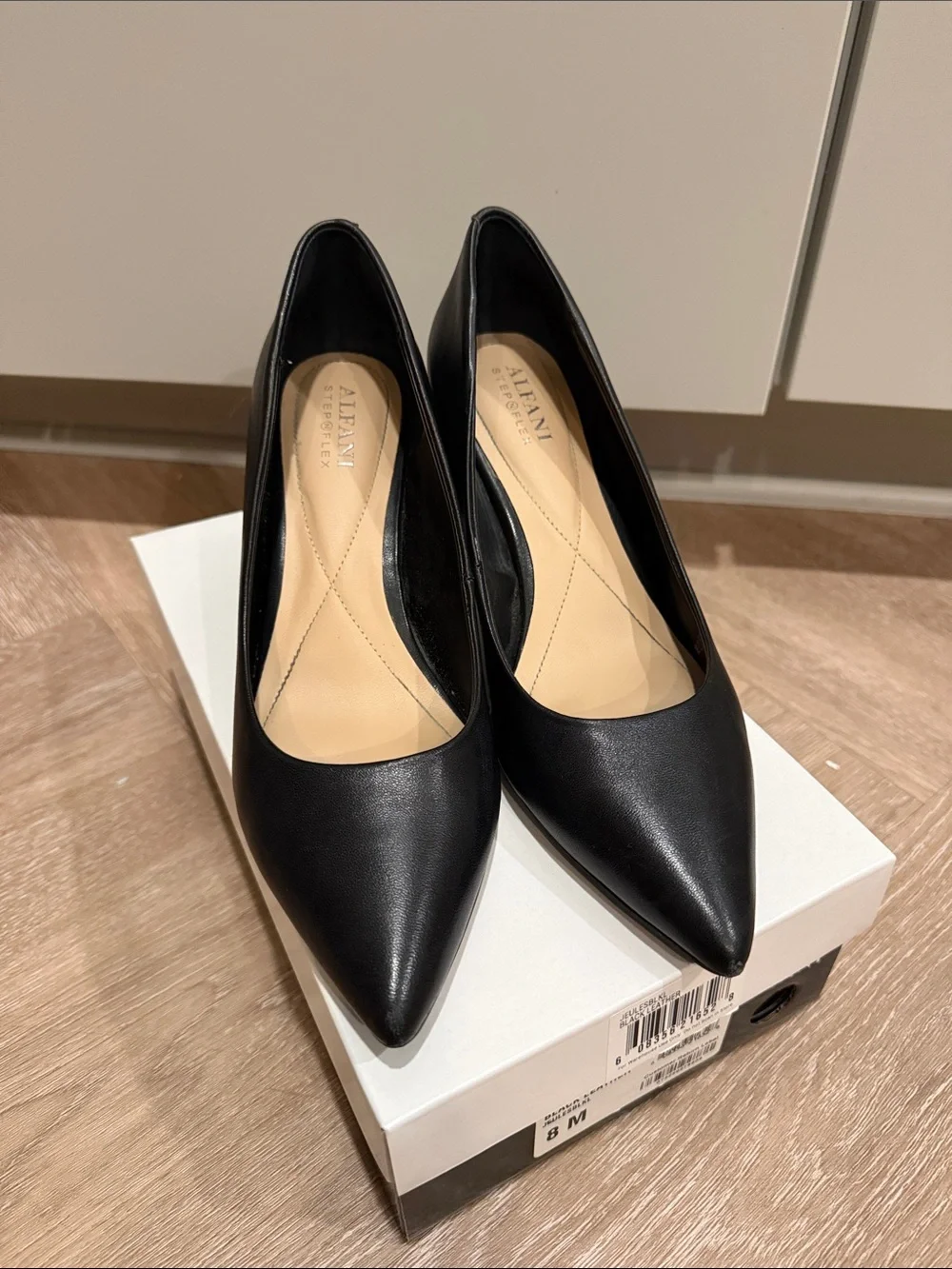 Alfani Black Pointed-Toe Leather Pumps